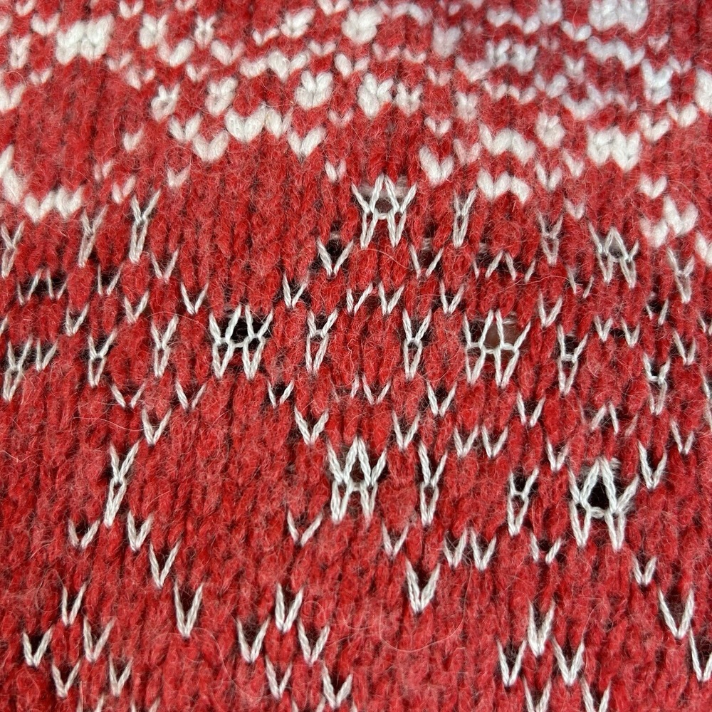 Free People Sweater Womens XS Fair Isle Cowl Neck Red Wool Blend Boho Ski Cozy - Picture 6 of 12